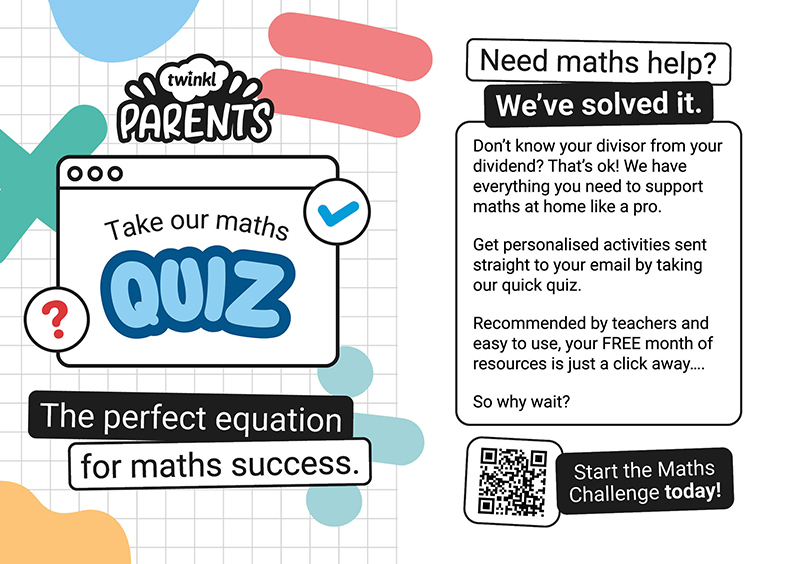 Maths Parent challenge and support- see QR code for details 